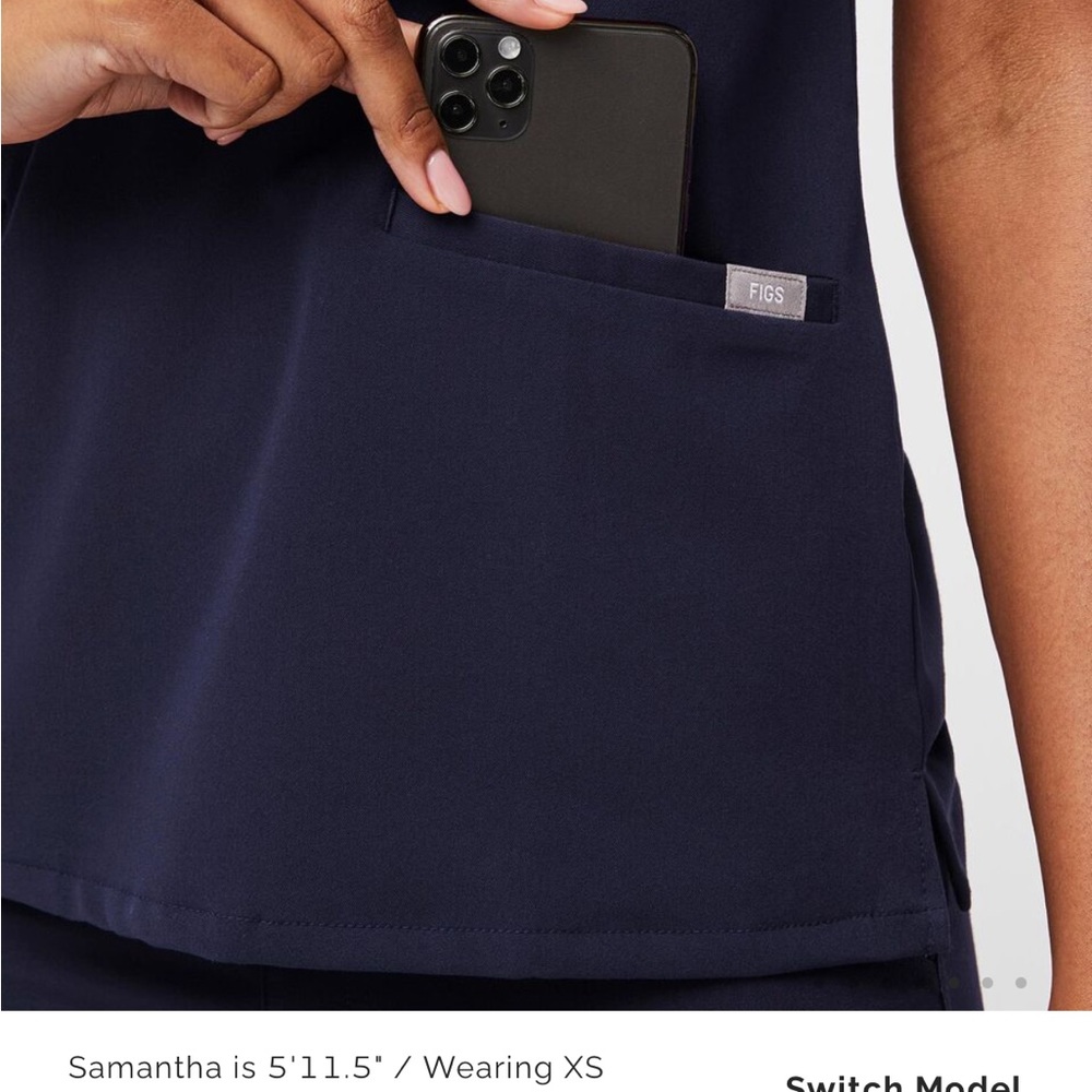 FIGS Casma Three-Pocket Scrub Technical Collection Top Black - Picture 5 of 12